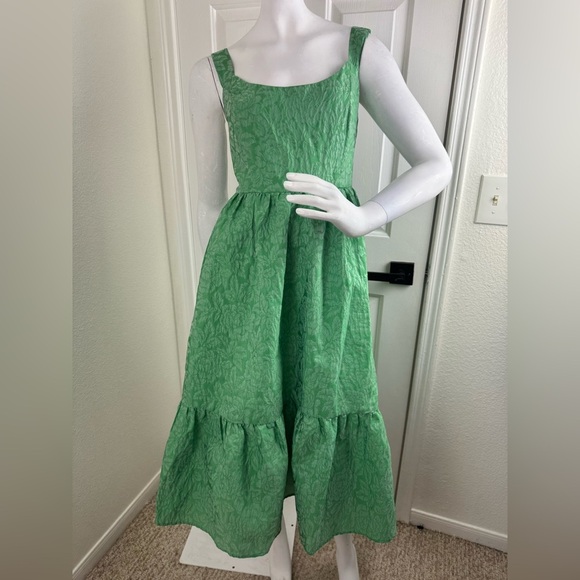Lulu's Green Tiered Ruffled Midi Sundress Size Medium -#209 - Picture 3 of 16